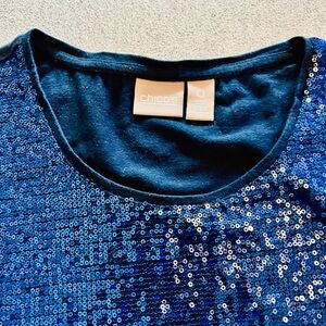Chico's Sparkling Navy Sequin Blouse size 0